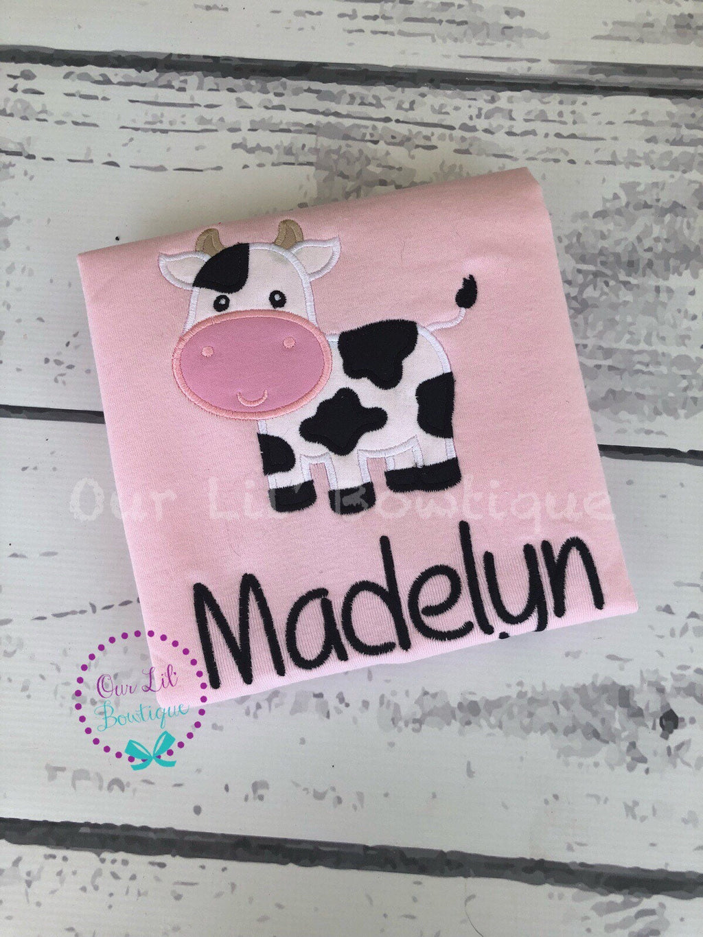 Cow Applique Shirt: Personalized Farm Birthday T-Shirt