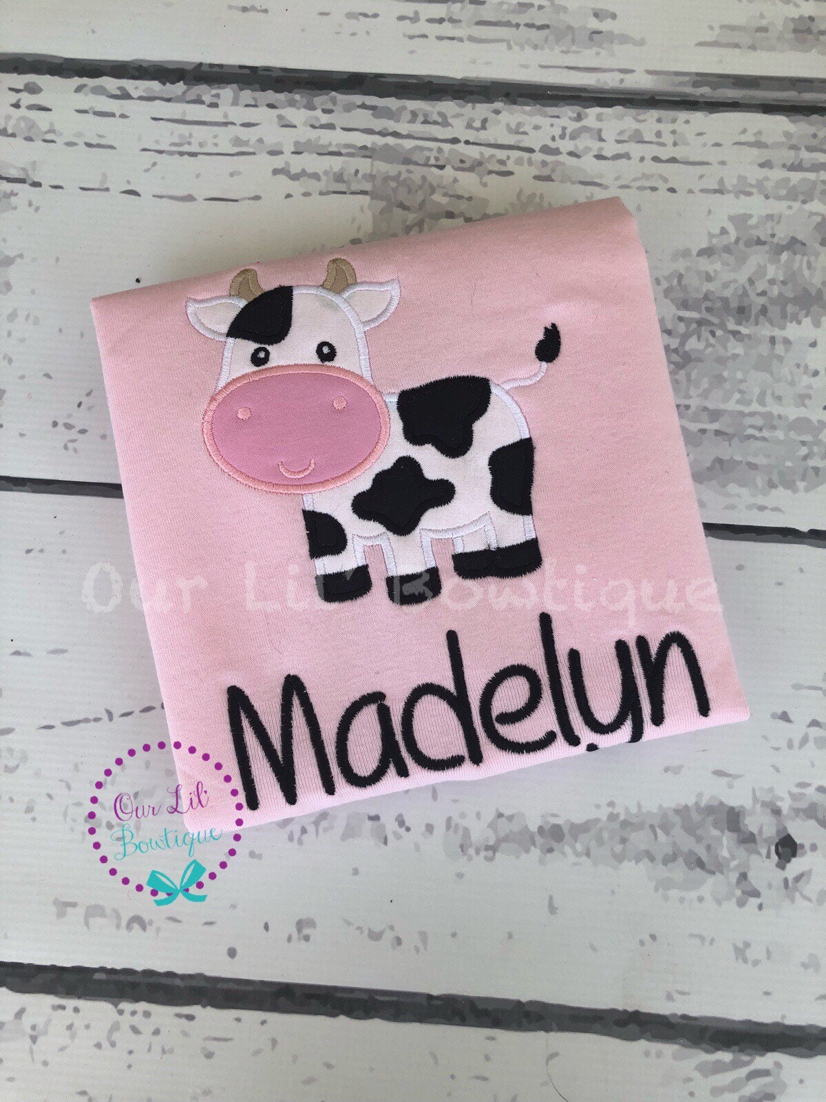 Cow Applique Shirt: Personalized Farm Birthday T-Shirt