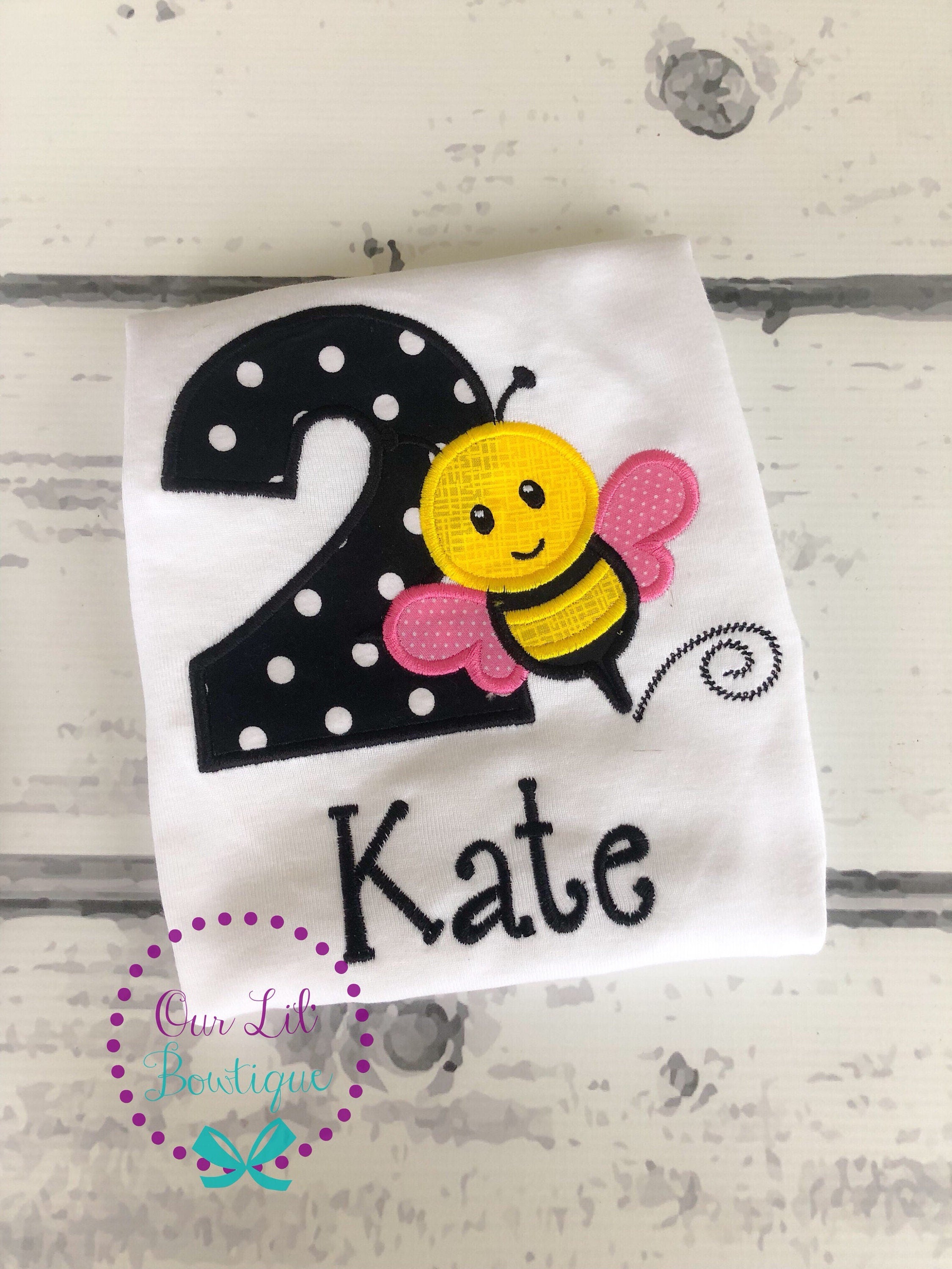 Bee 1st Birthday Shirt: Personalized Bumble Bee Applique