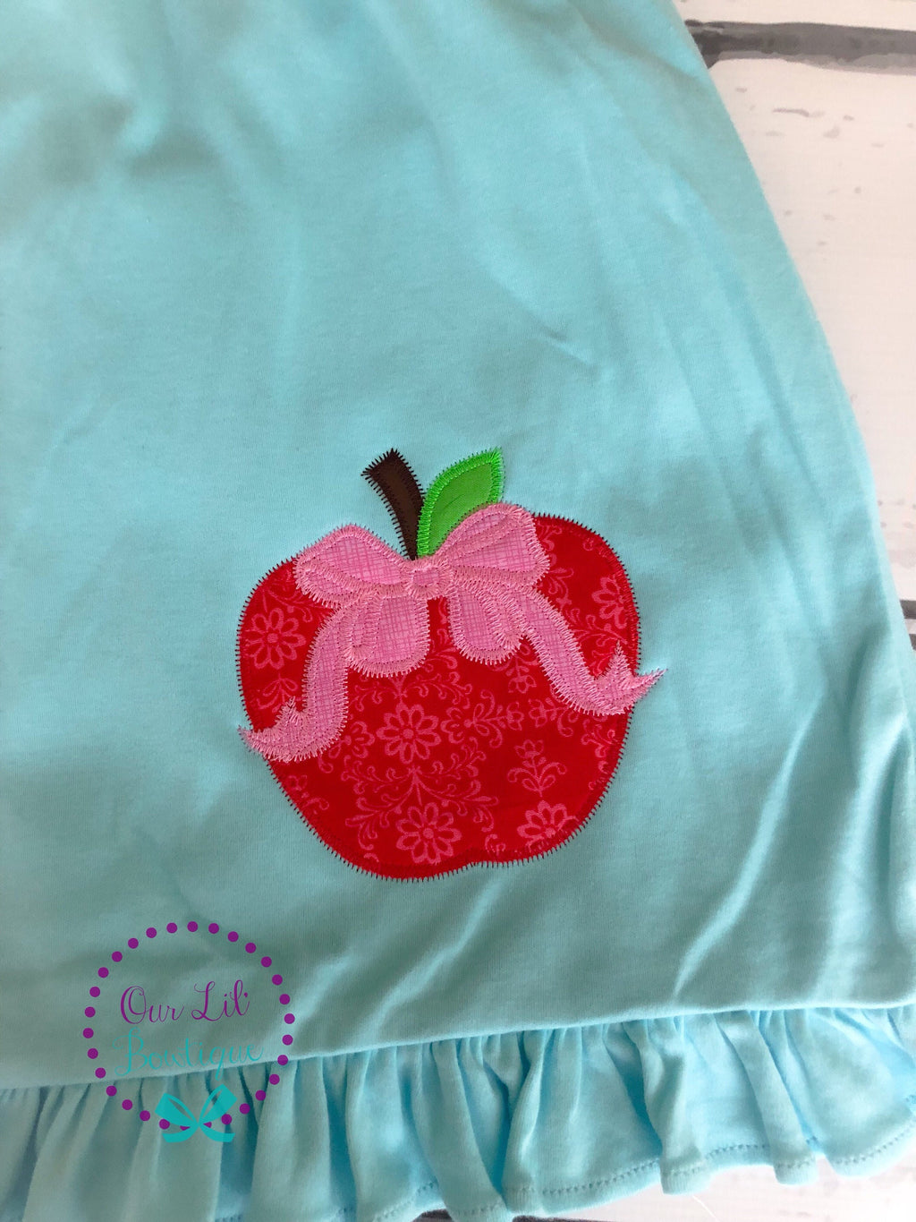 Apple Appliqué School Dress: Personalized Back to School Outfit
