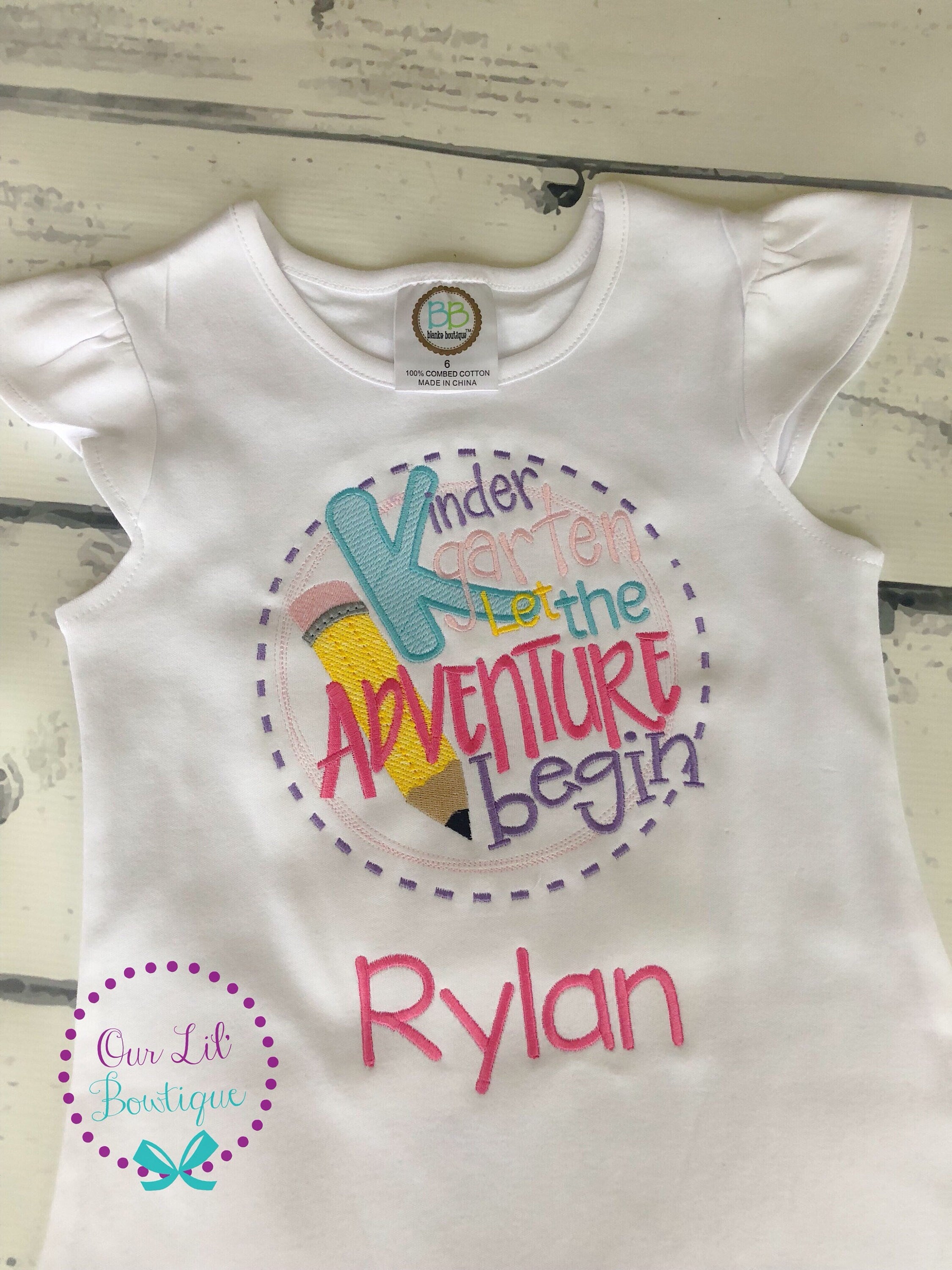 Embroidered Back to School Dress: Kindergarten Adventure