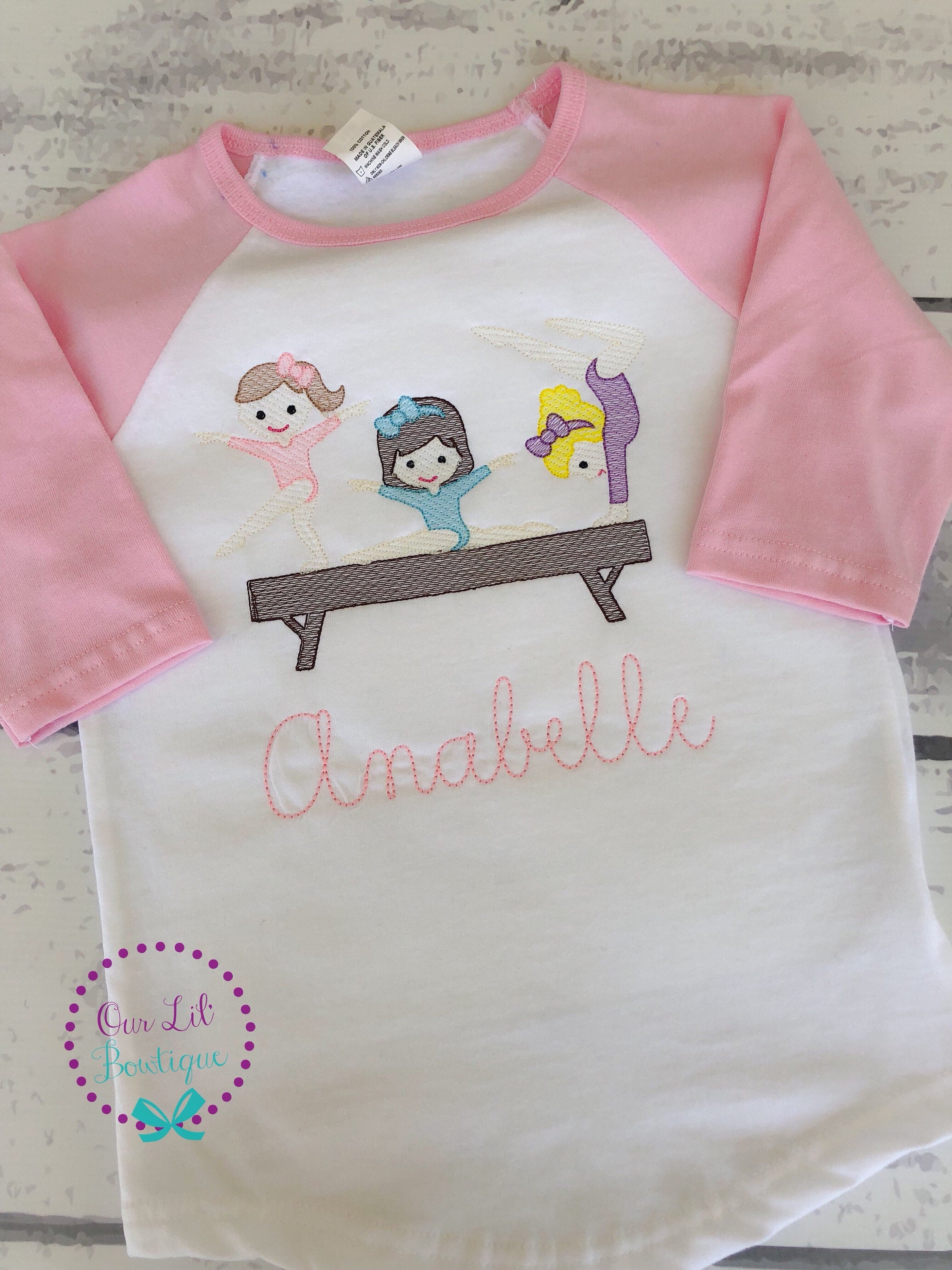 Personalized Gymnastics Shirt: Embroidered Gymnast Sketch Design