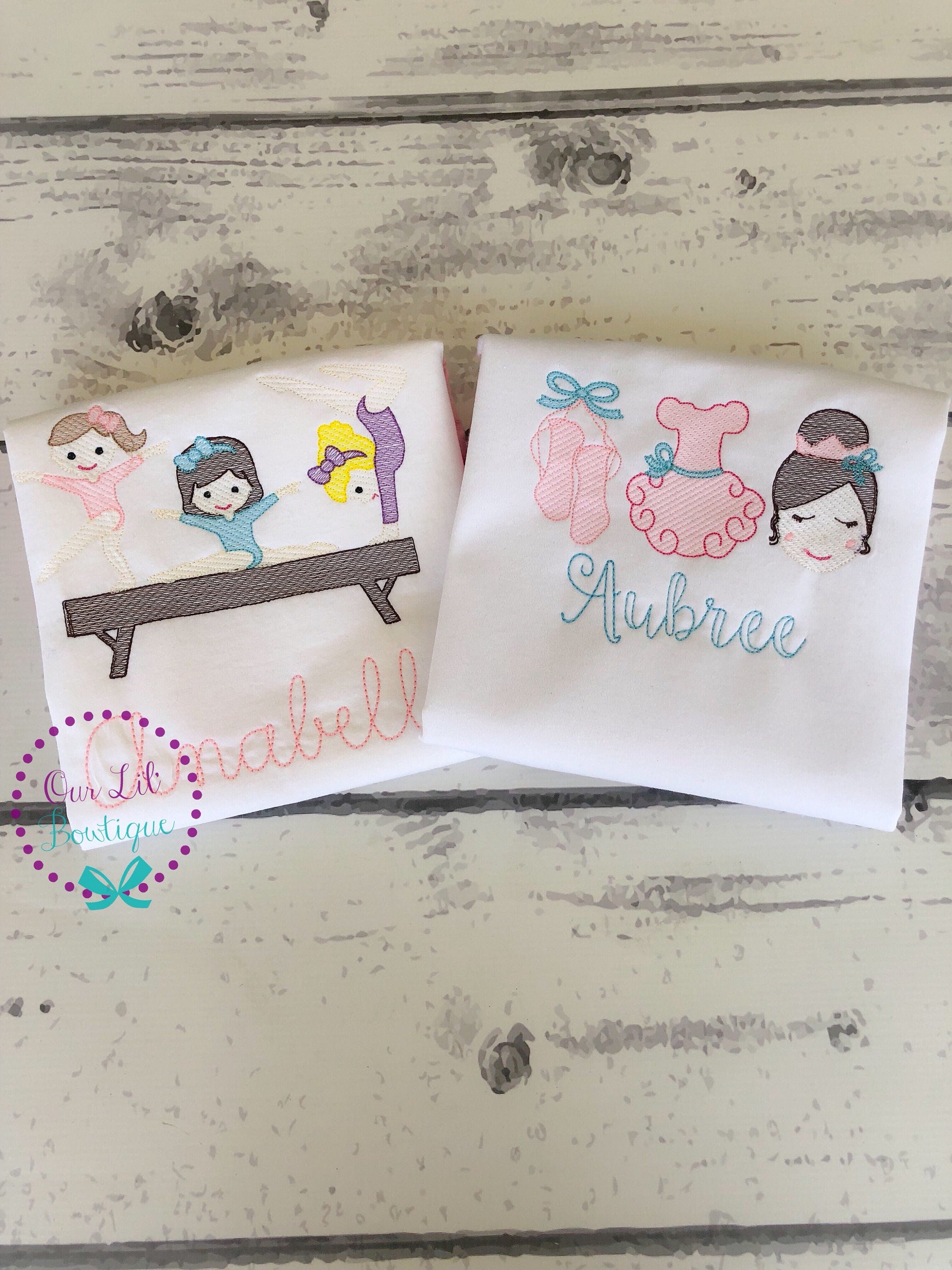 Personalized Gymnastics Shirt: Embroidered Gymnast Sketch Design