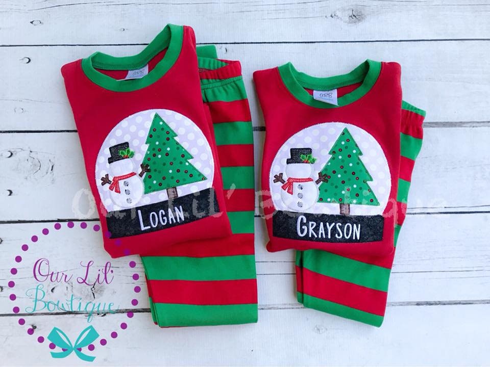 PRE-ORDER Snow Globe Christmas Pajamas: Personalized Snowman PJs