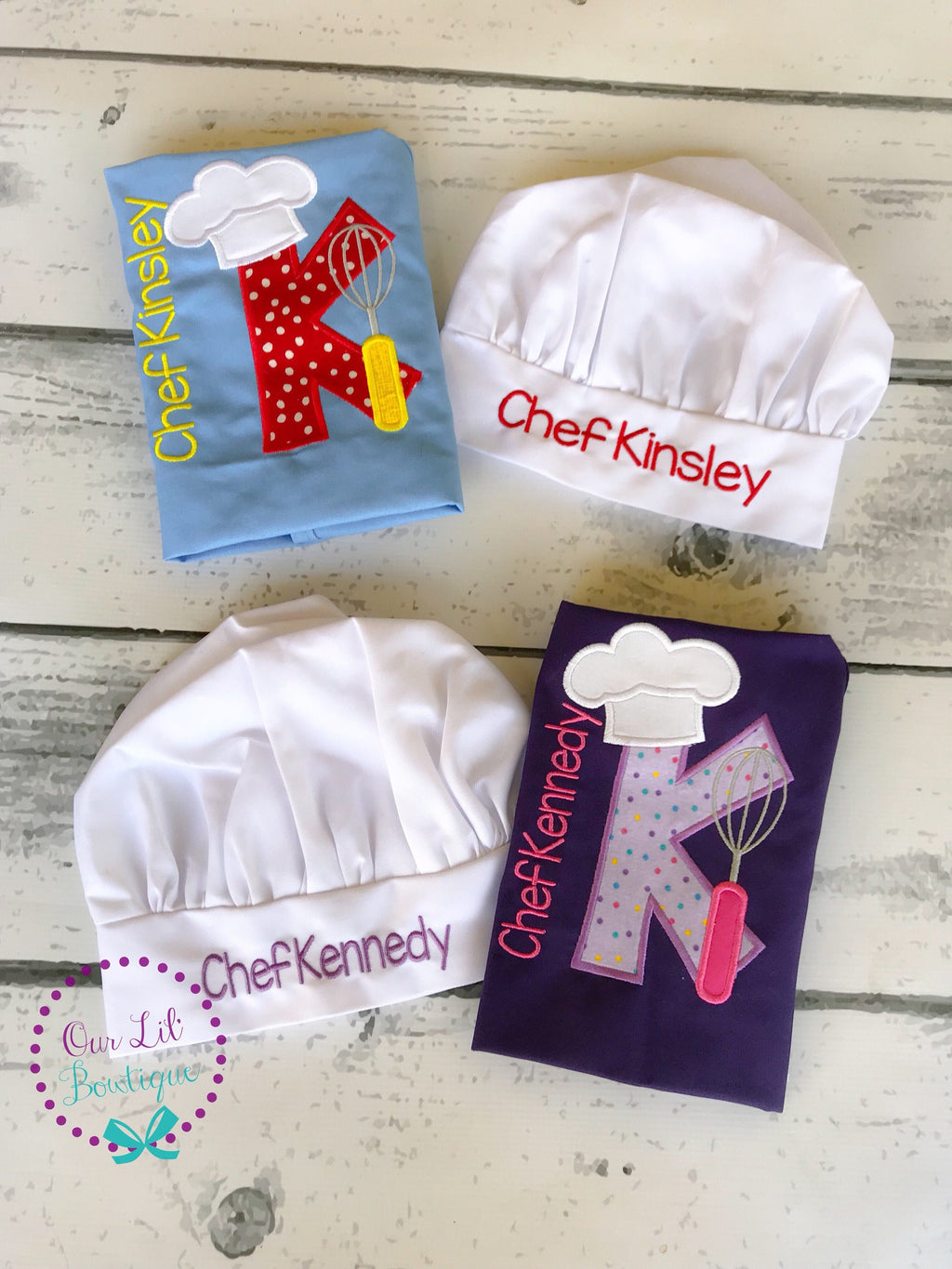 Personalized Kids Chef Apron: Letter Appliqué, Toddler Baking Gift