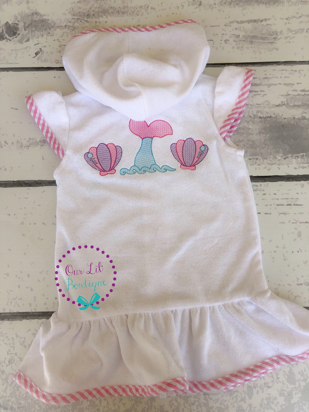 Personalized Mermaid Terry Cloth Cover Up: Toddler Swim, Dance Costume