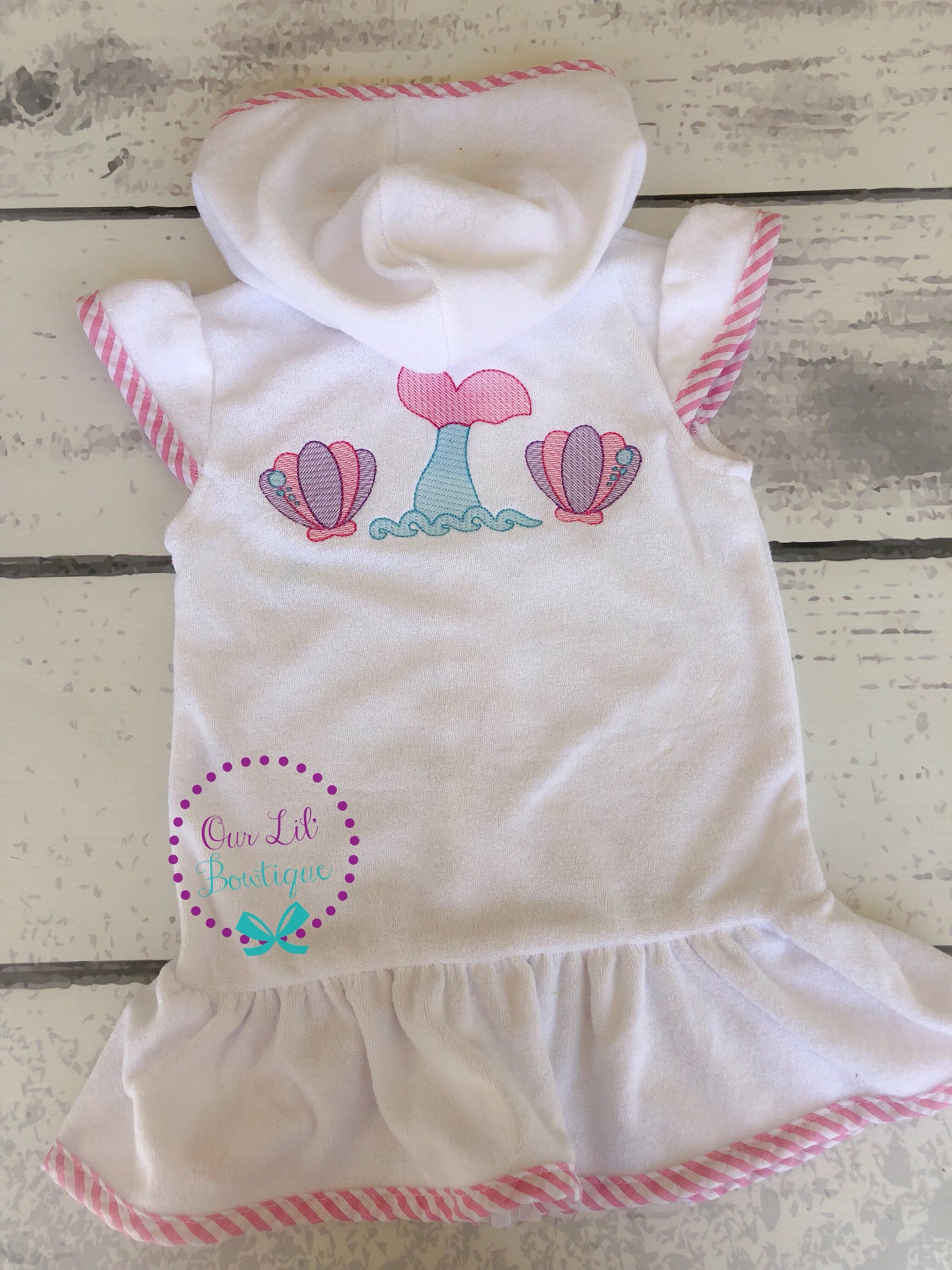 Personalized Mermaid Terry Cloth Cover Up: Toddler Swim, Dance Costume
