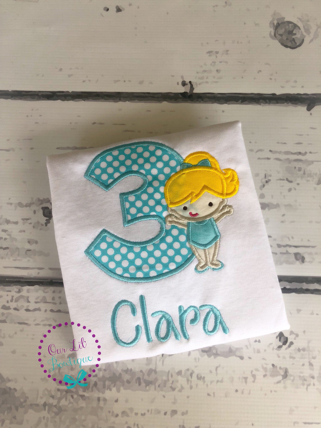 Gymnastics Birthday Shirt: Appliqued Personalized Outfit