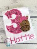 Personalized Horse Birthday Shirt: Pink Bandana Pony Applique