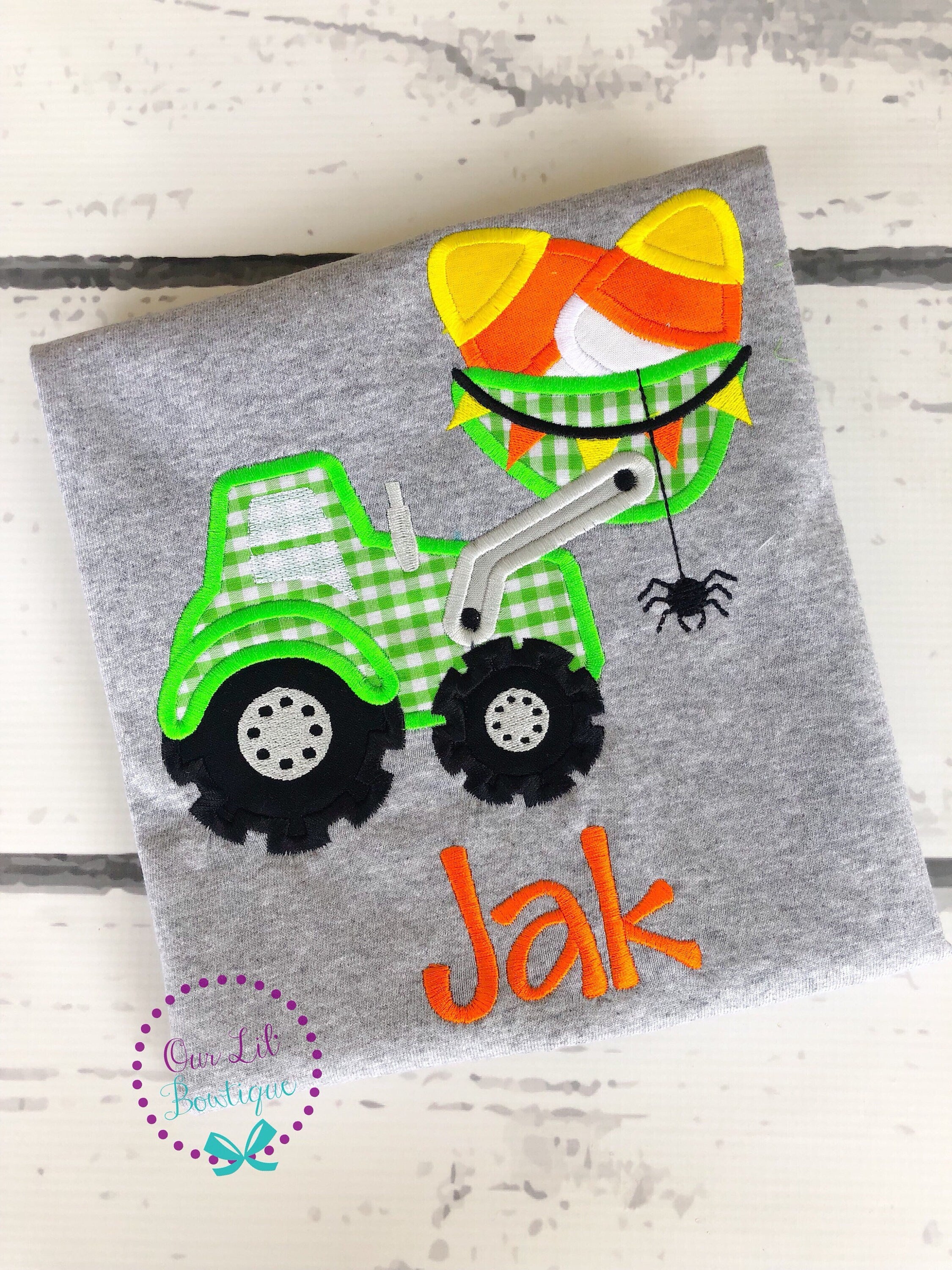 Personalized Halloween Digger Shirt: Candy Corn Construction Tee