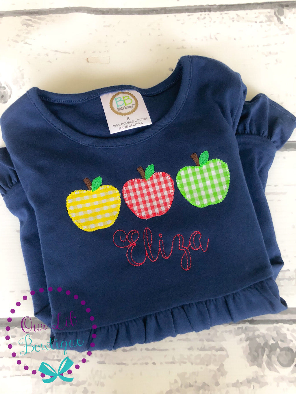 Apple School Dress - School Dress - Girls Apple Dress - Kindergarten Shirt -Preschool Dress-Monogram- Apples - Apple Shirt - Apple Picking