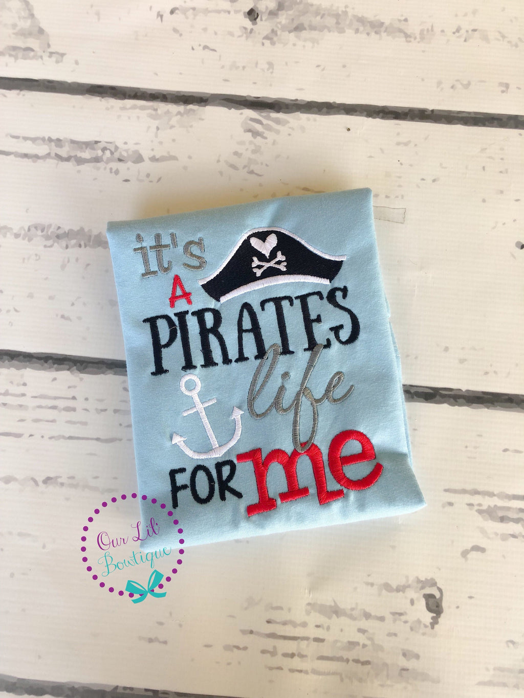 Personalized Pirate Birthday Shirt: Embroidered Boy's T-Shirt