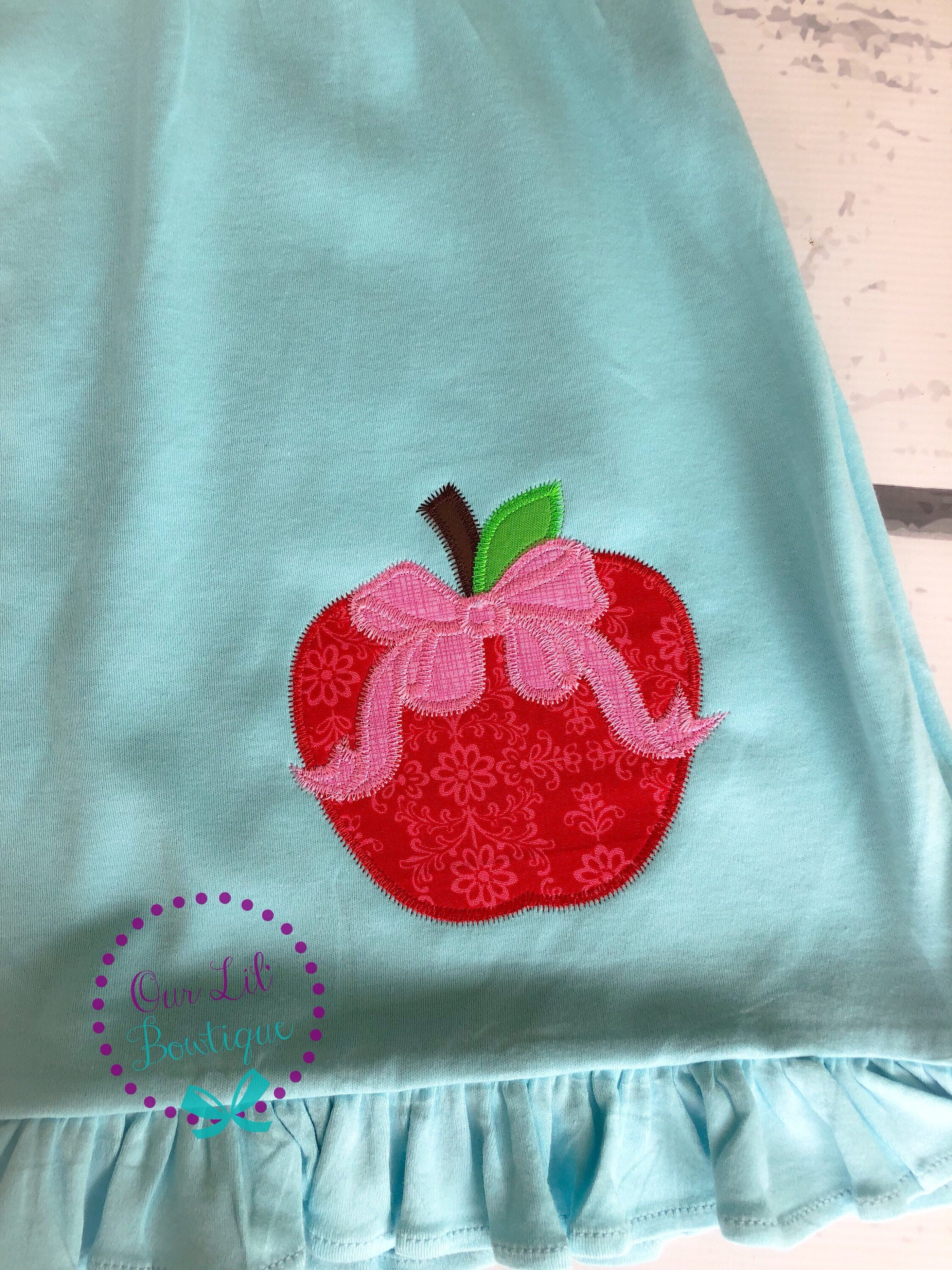 Apple Appliqué School Dress: Personalized Back to School Outfit