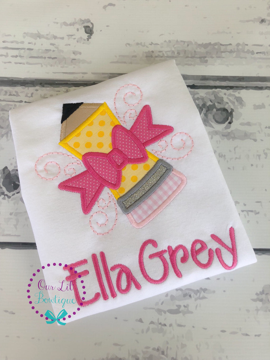 Embroidered Pencil Back to School Shirt - Pencil Shirt - Girls School Shirt