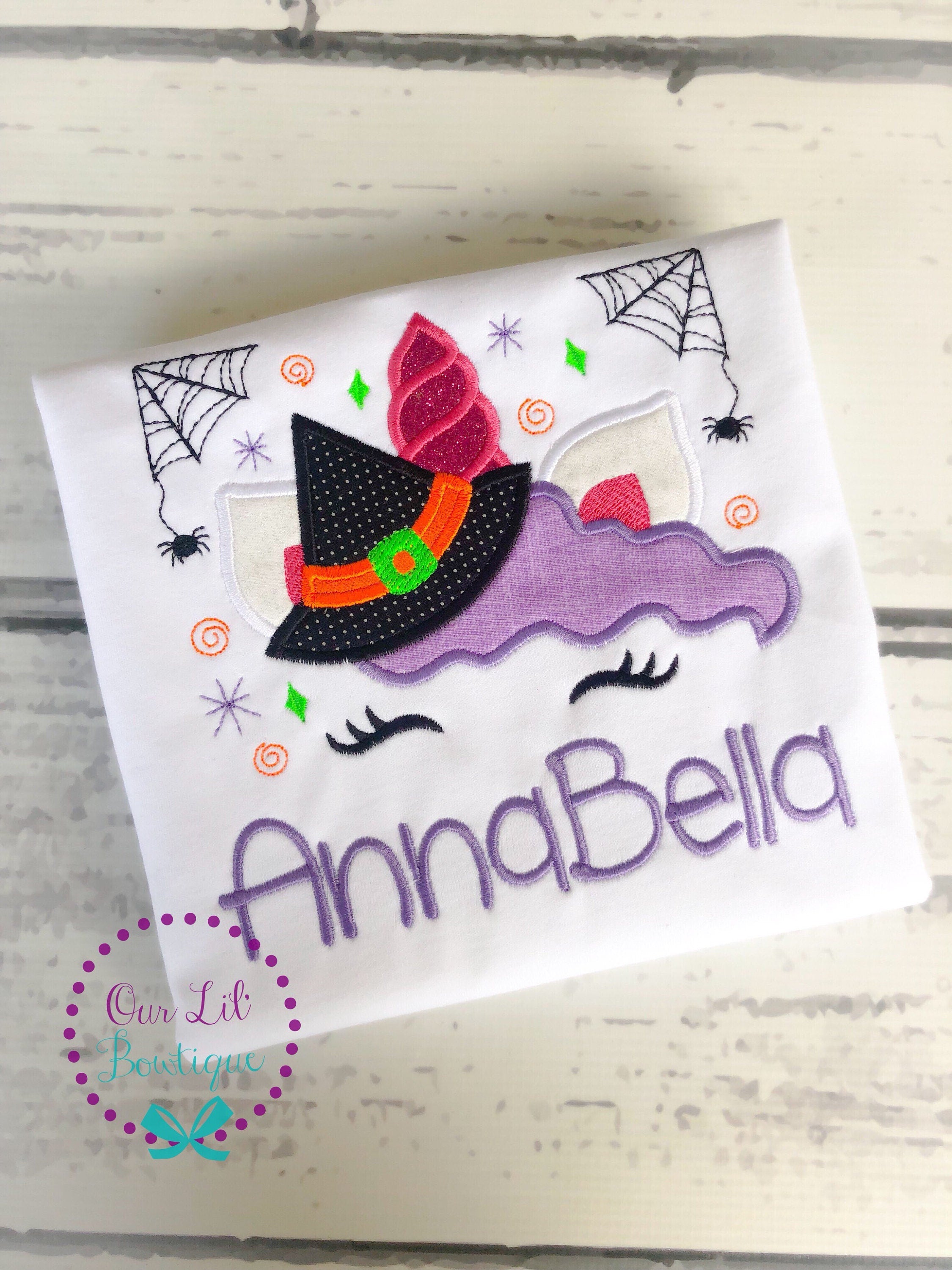 Witch Unicorn Halloween Shirt - Personalized Girls Tee