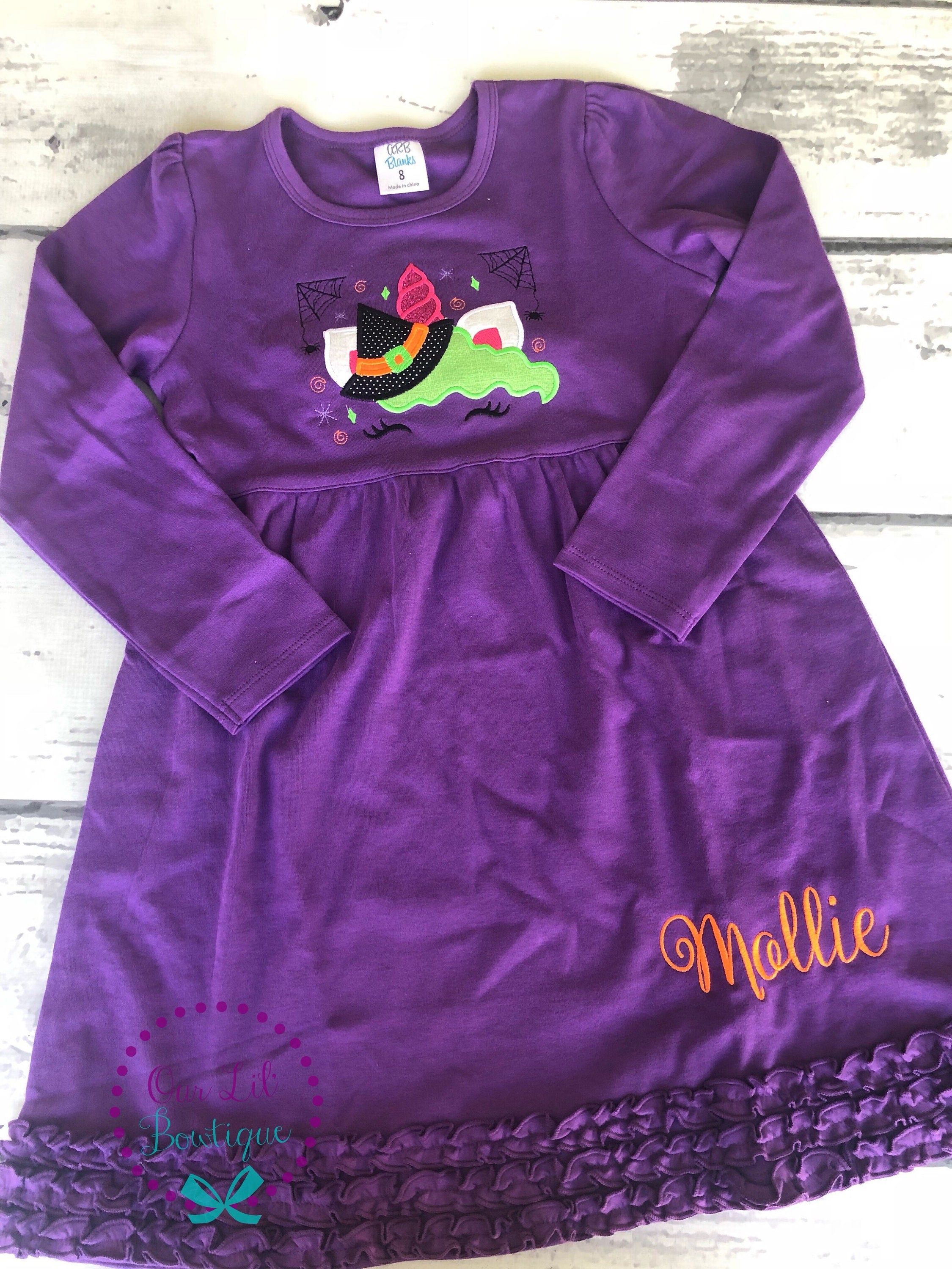 Witch Unicorn Halloween Shirt - Personalized Girls Tee