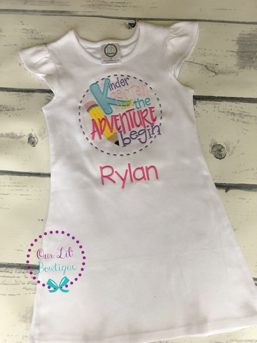 Embroidered Back to School Dress: Kindergarten Adventure