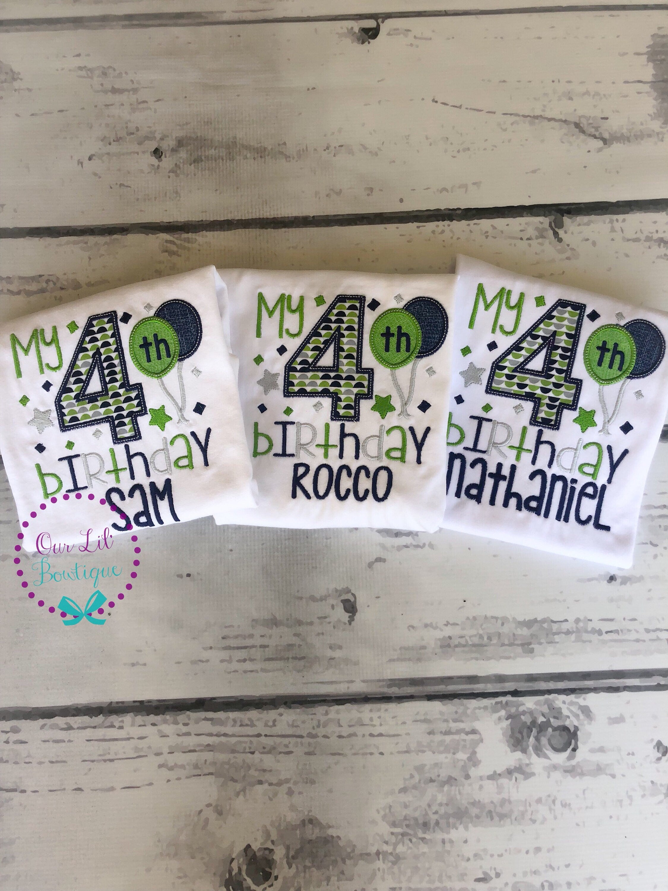 Personalized Boys Birthday Shirt: Embroidered Balloons, Custom Age