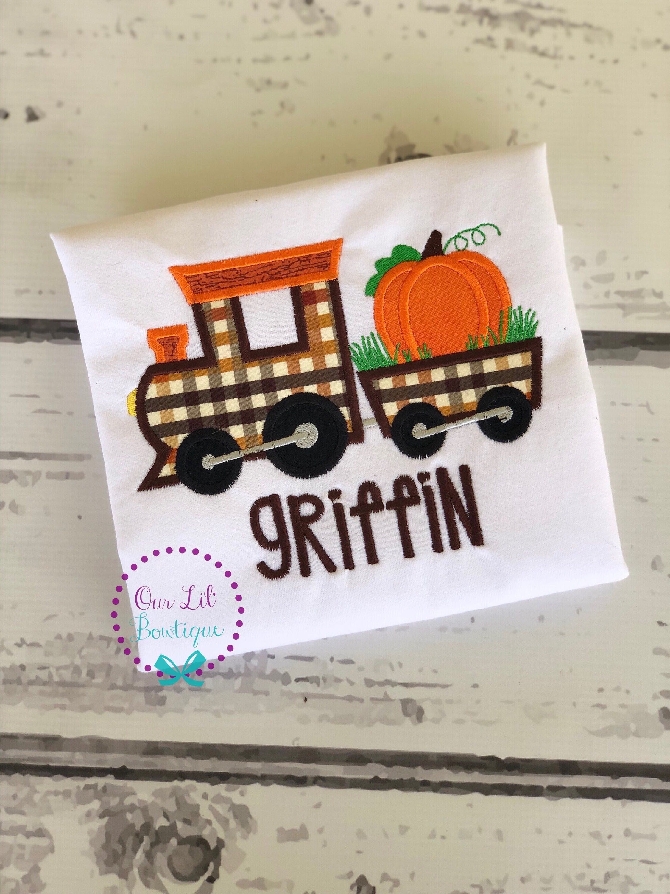 Personalized Pumpkin Train Shirt: Thanksgiving Halloween Outfit