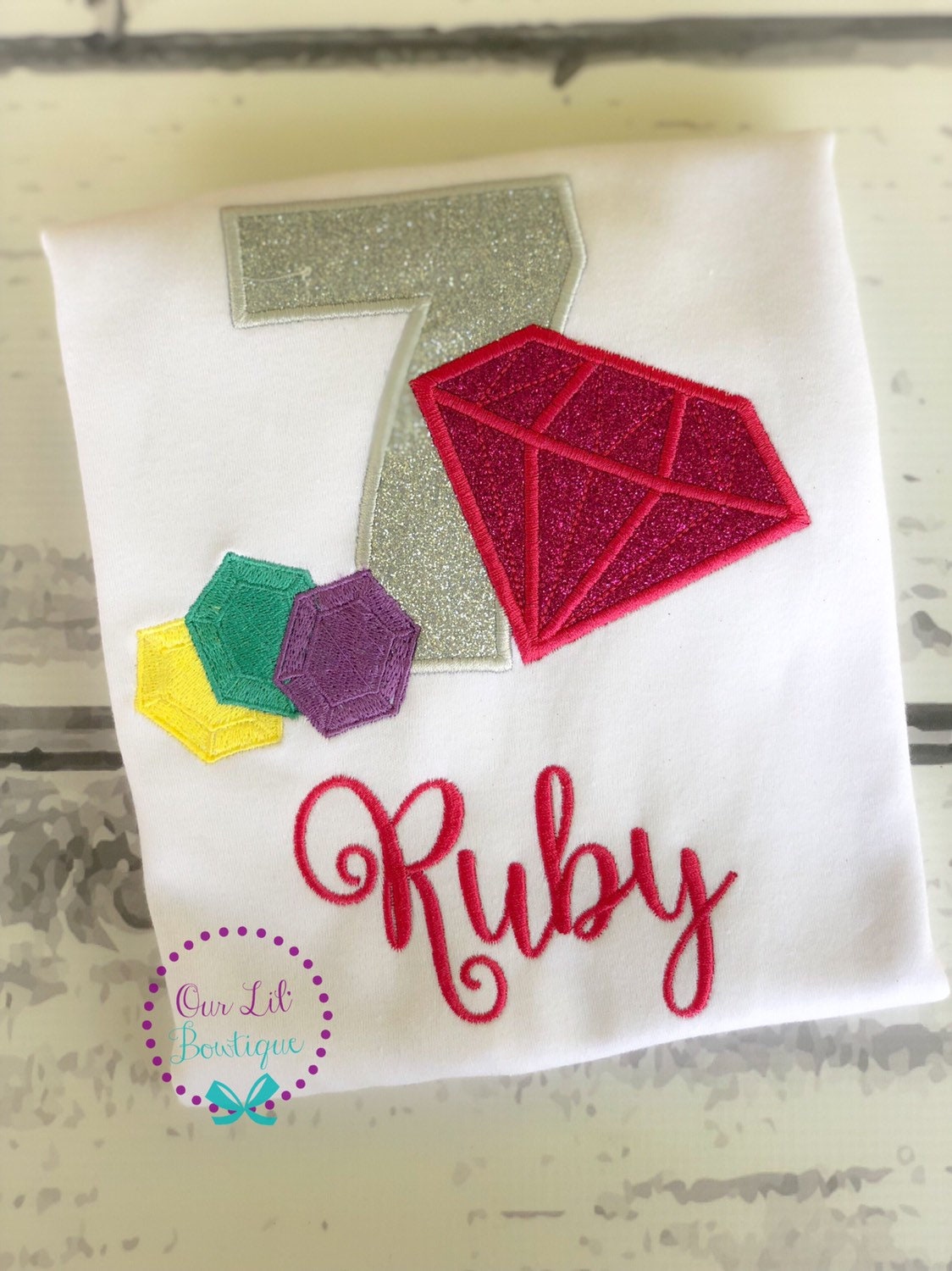 She's A Gem Birthday- Gem Birthday - Birthday Shirt - Personalized Birthday Shirt - Girl - First Birthday - Diamonds- Gem 1st Birthday