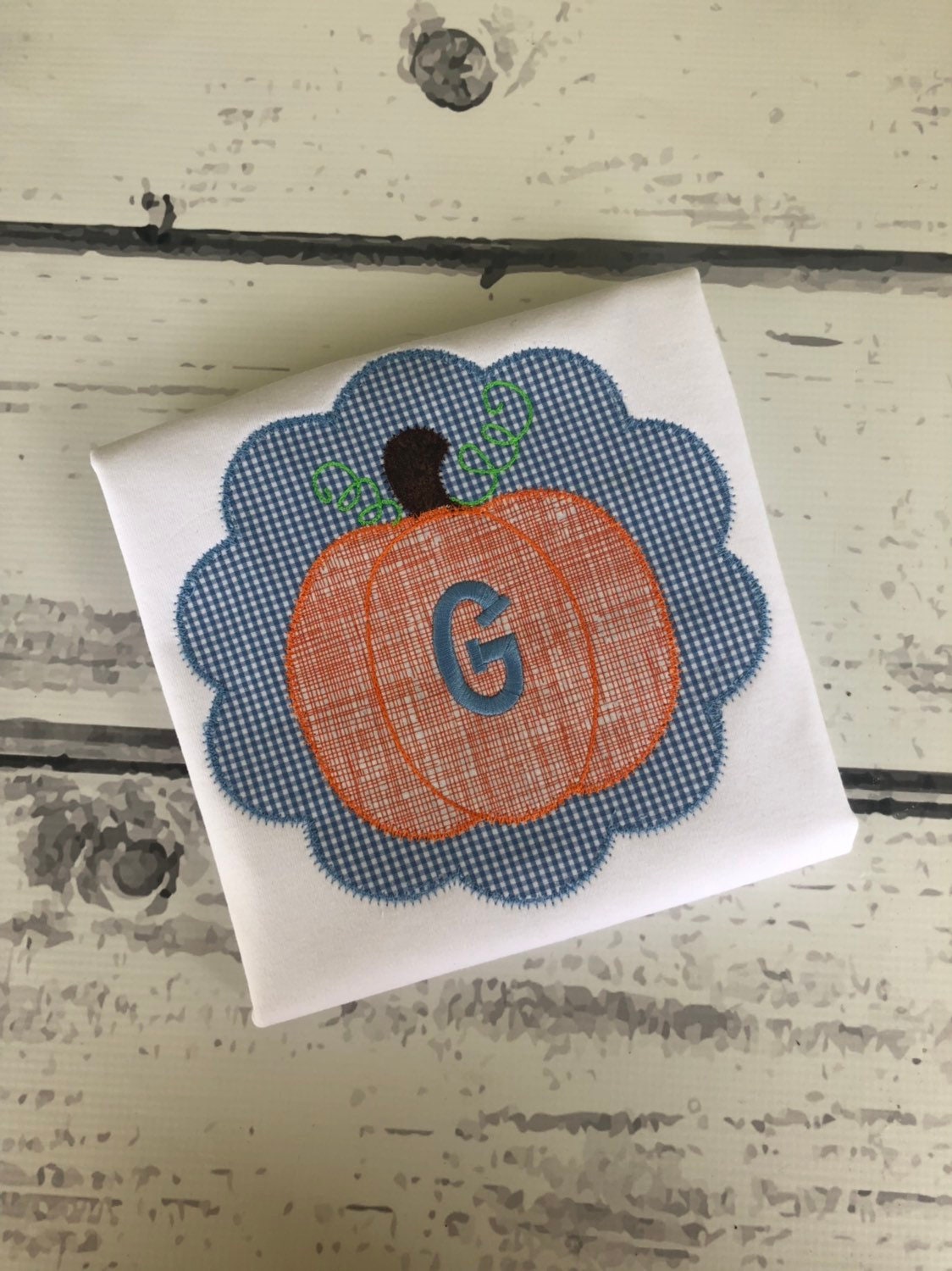 Monogram Pumpkin Shirt: Appliqué Ruffle Sleeve, Birthday Outfit