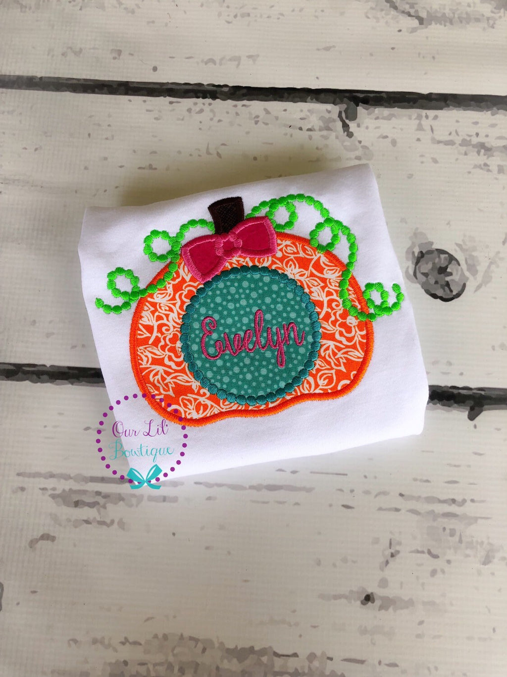 Monogram Pumpkin Appliqué Shirt - Girls Halloween Birthday Fall Shirt