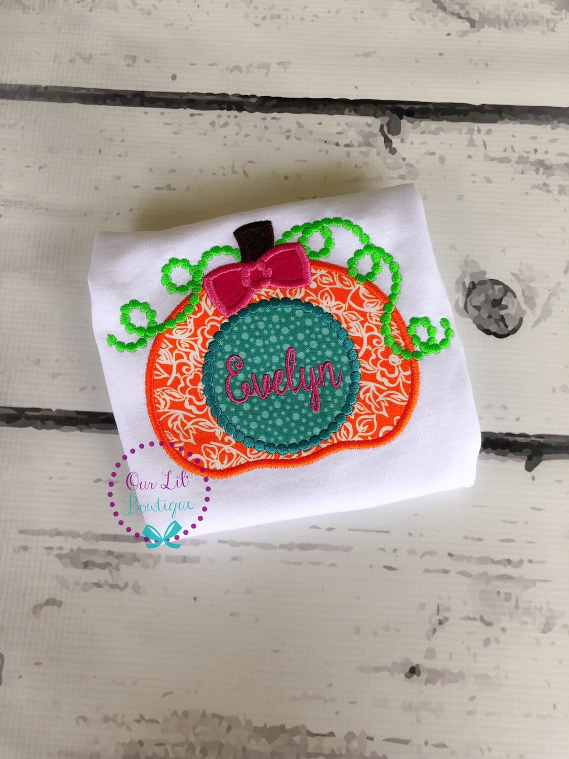 Monogram Pumpkin Appliqué Shirt - Girls Halloween Birthday Fall Shirt