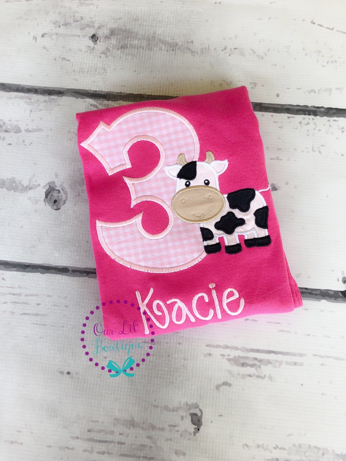 Cow Birthday Applique Shirt: Personalized Farm T-Shirt