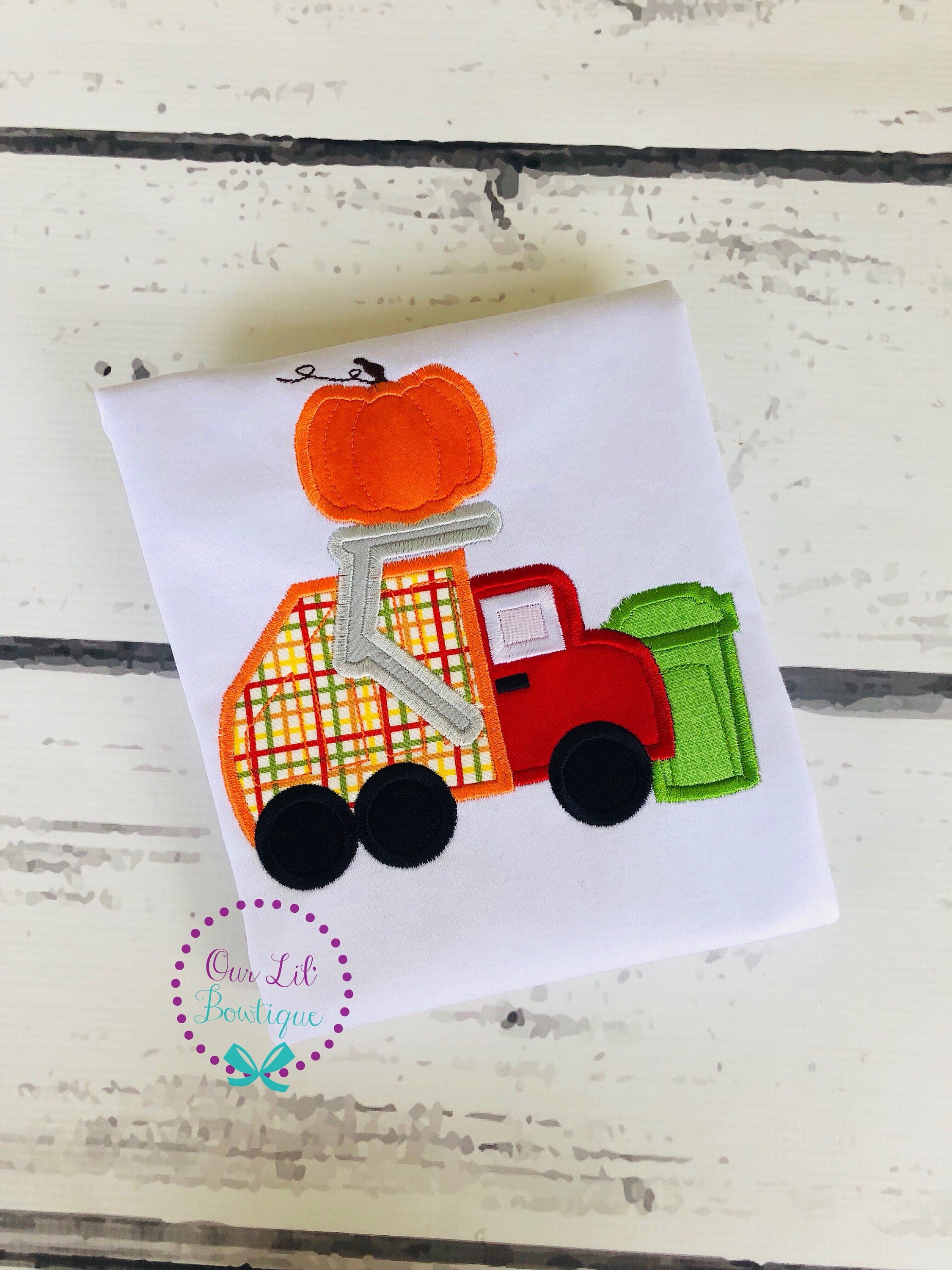 Personalized Pumpkin Truck Raglan Shirt - Thanksgiving Halloween