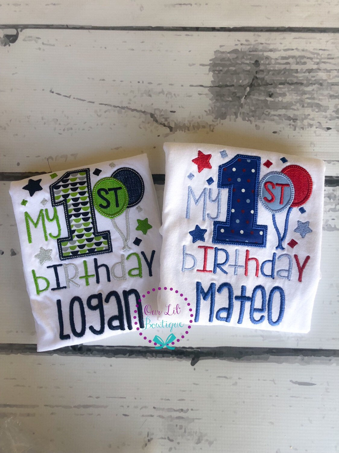 Personalized Boys Birthday Shirt: Embroidered Balloons, Custom Age