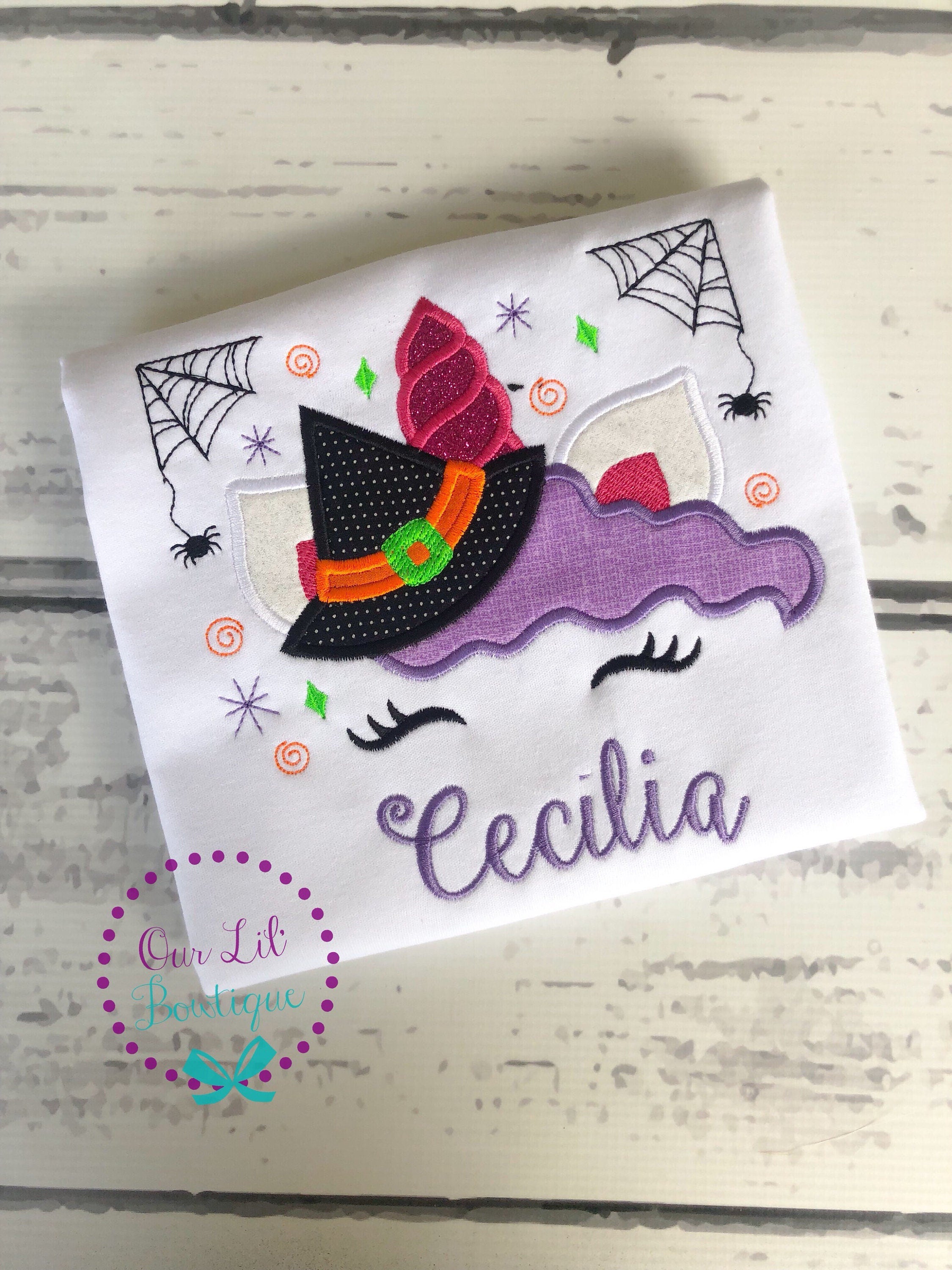 Witch Unicorn Halloween Shirt - Personalized Girls Tee
