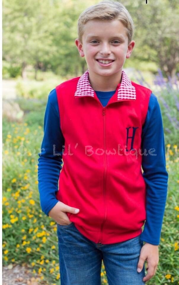 Personalized Kids Vest - Personalized Vest - Monogrammed Vest - Boys Monogram Vest - Gingham