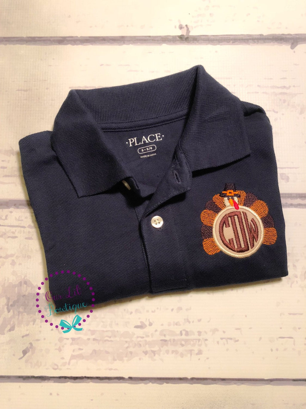 Turkey Polo - Thanksgiving Polo - Thanksgiving Turkey Polo - Turkey Monogram - Monogram - Boys Thanksgiving Shirt