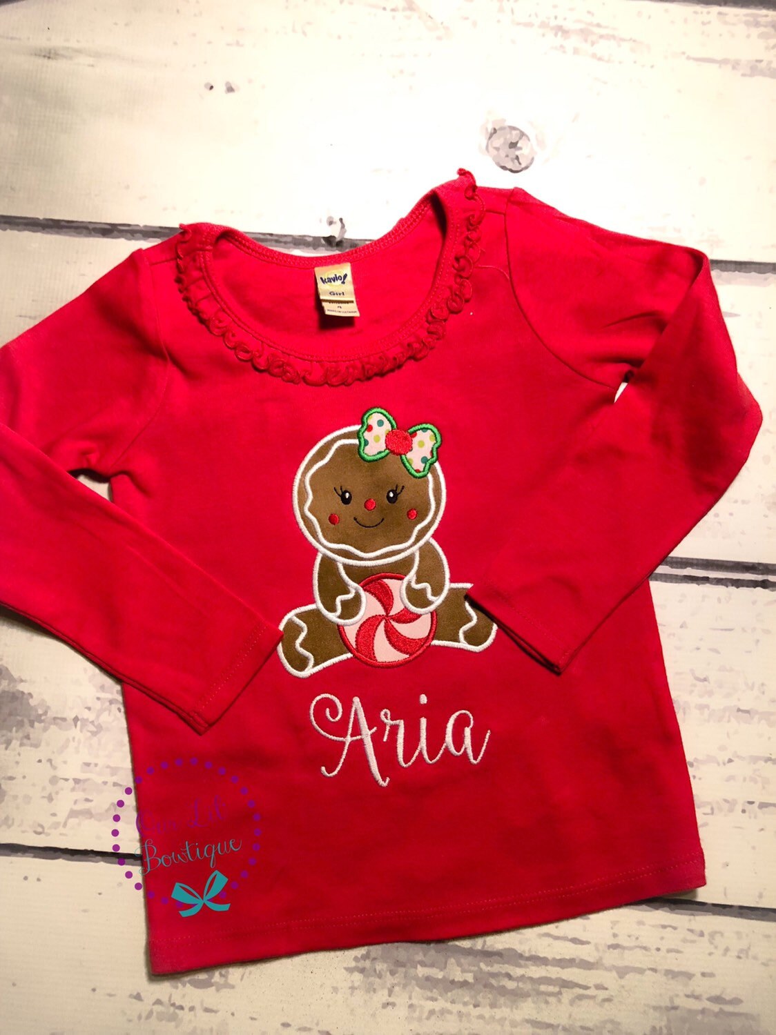 Gingerbread Christmas Shirt - Girls Christmas Dress - Gingerbread Shirt - Christmas Applique Dress - Christmas Applique Shirt - Gingerbread