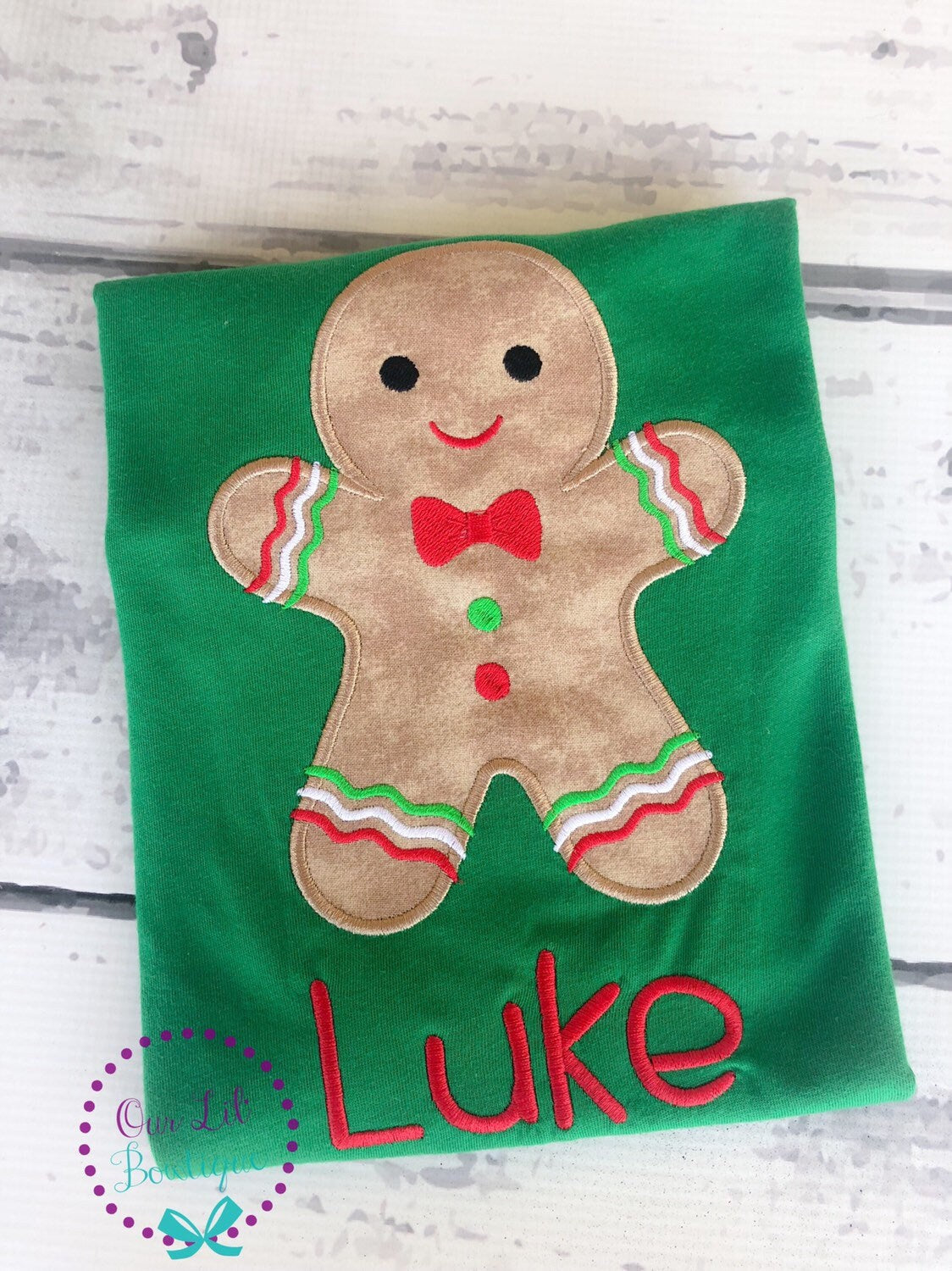 Gingerbread Christmas Applique Shirt - Personalized Holiday Outfit