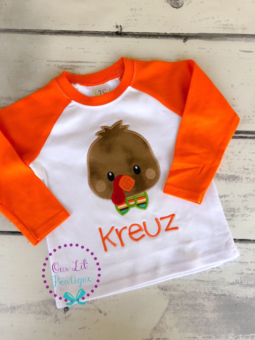 Thanksgiving Turkey Applique Shirt: Personalized First Thanksgiving