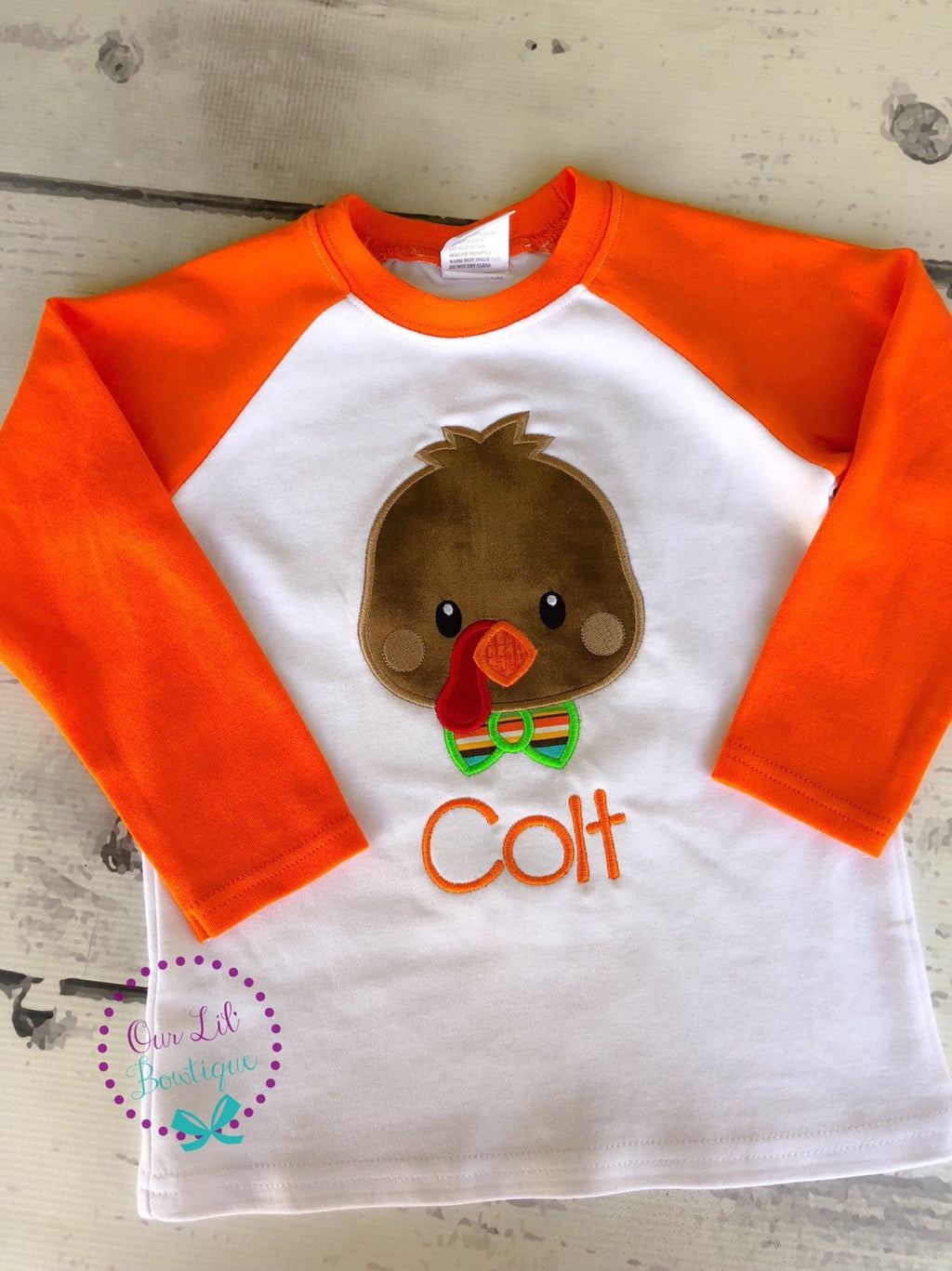 Thanksgiving Turkey Applique Shirt: Personalized First Thanksgiving