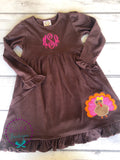 Girls Thanksgiving Turkey Applique Dress