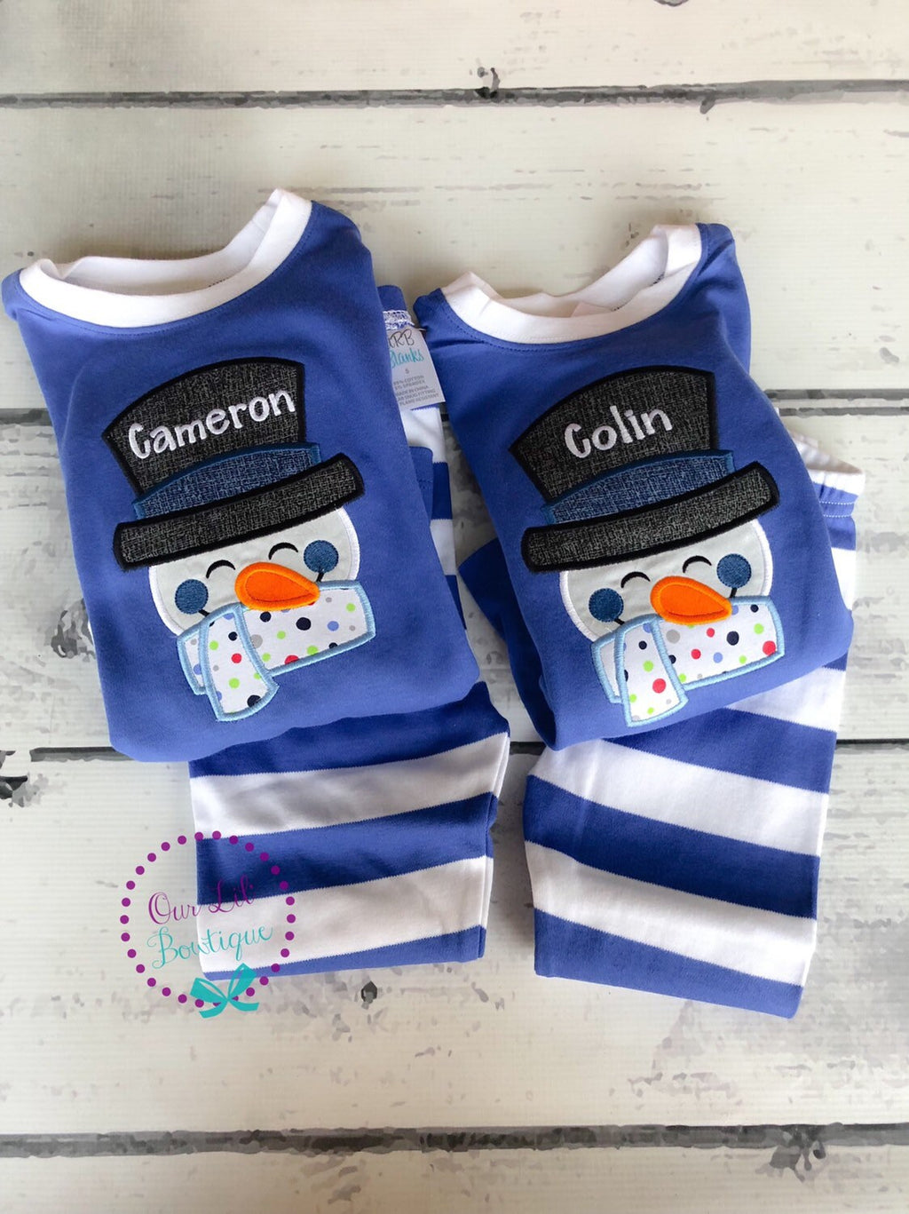 PRE-ORDER Snowman Pajamas - Christmas Pajamas - Santa PJS - Family Christmas Pajamas - Snowman - Blue Pajamas
