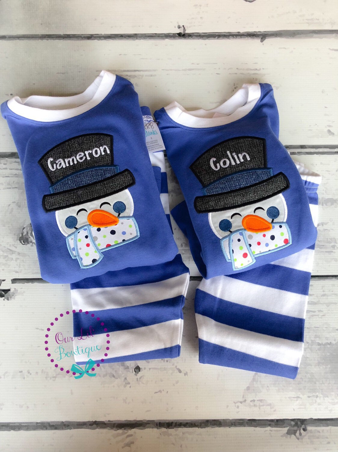 PRE-ORDER Snowman Pajamas - Christmas Pajamas - Santa PJS - Family Christmas Pajamas - Snowman - Blue Pajamas