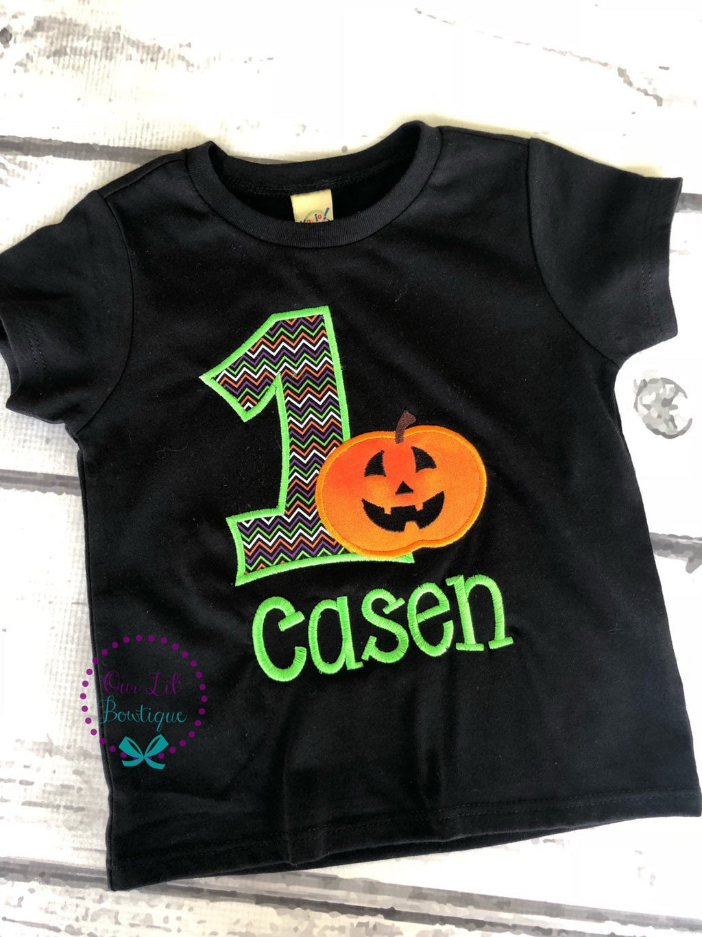 Personalized Halloween Birthday Shirt: Pumpkin Appliqué, Custom Age