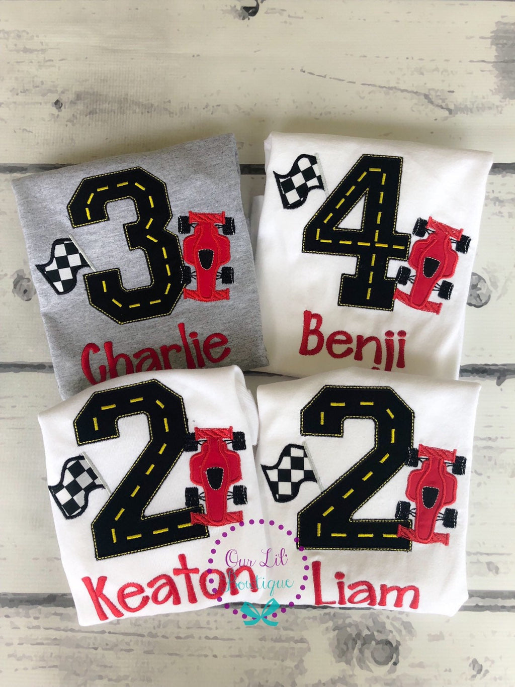 Personalized Race Car Birthday Shirt - Race Track Number Tee - Birthday Shirt