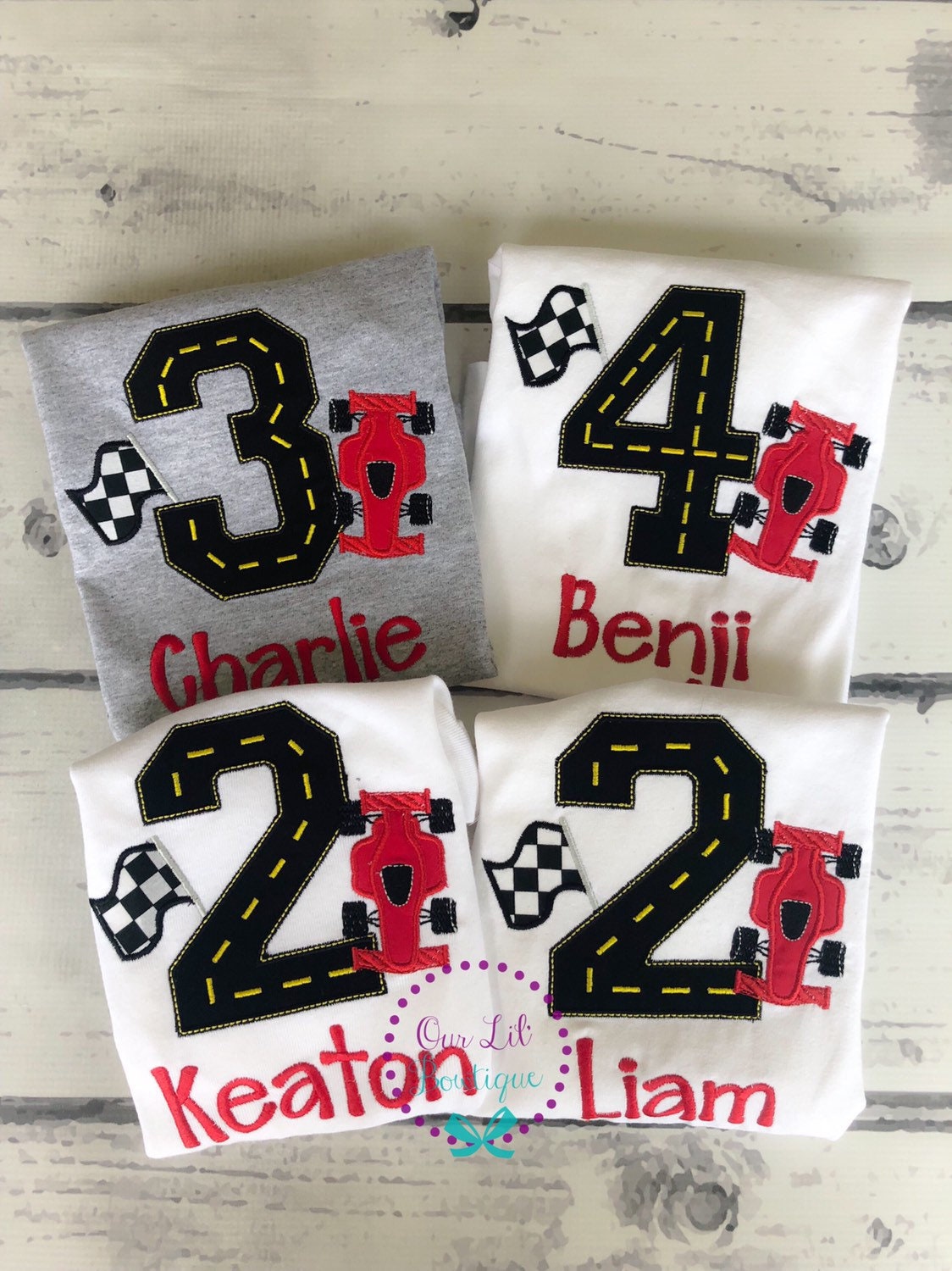 Personalized Race Car Birthday Shirt - Race Track Number Tee - Birthday Shirt