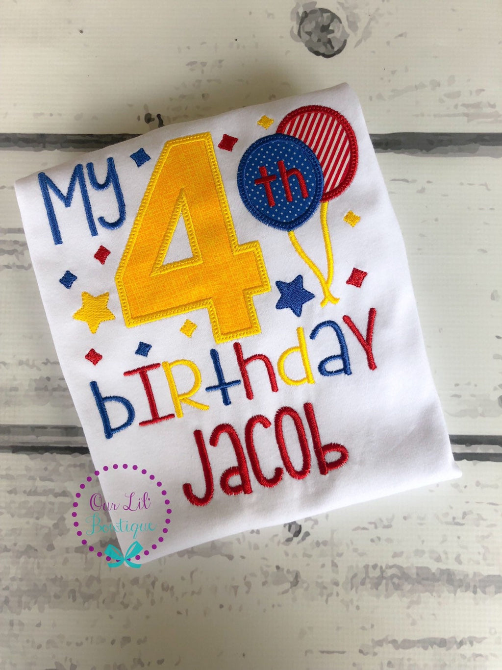 Personalized Boys Birthday Shirt: Balloons & Age