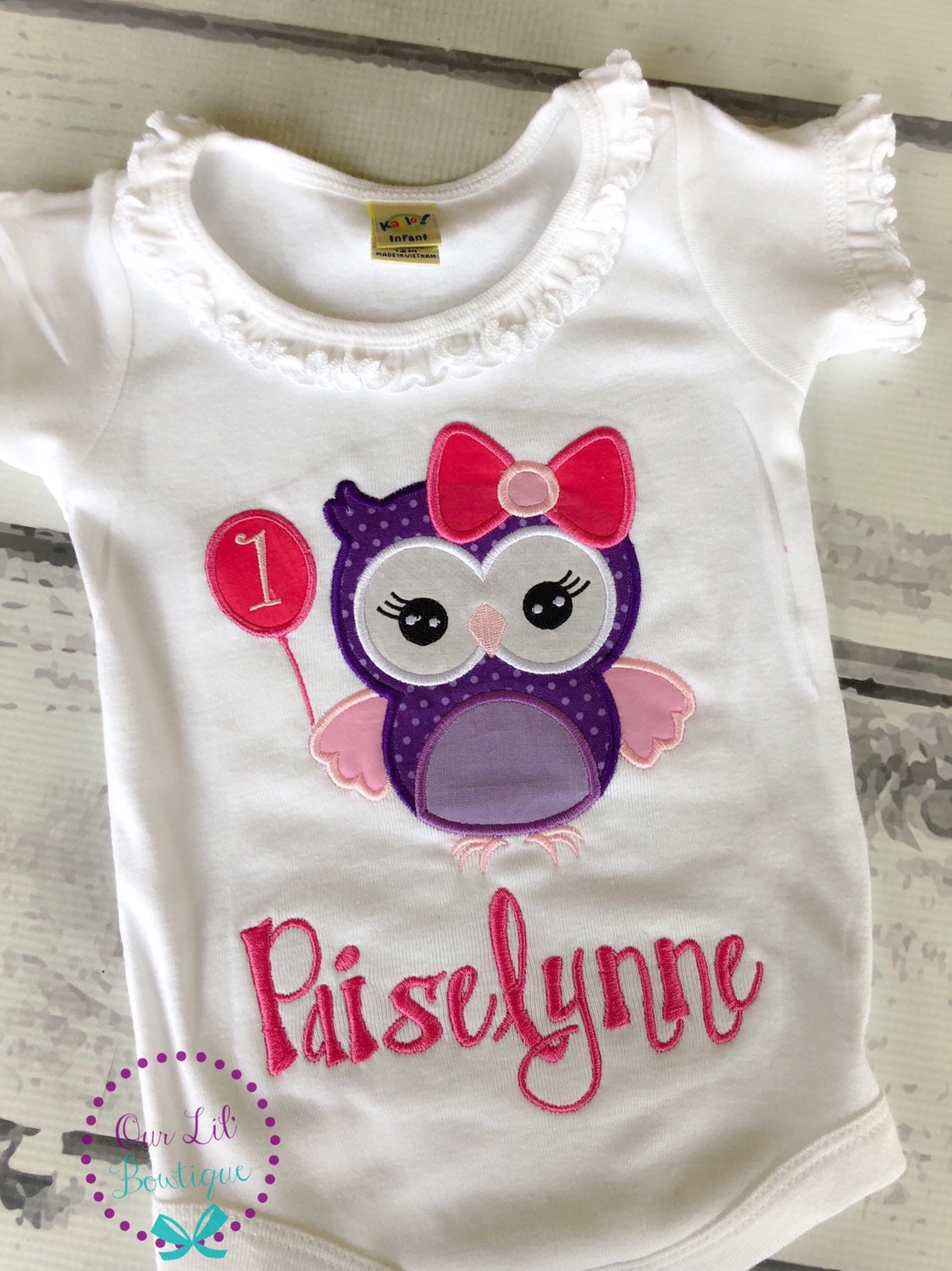 Personalized Owl Birthday Shirt: Appliqué Girl or Boy Outfit