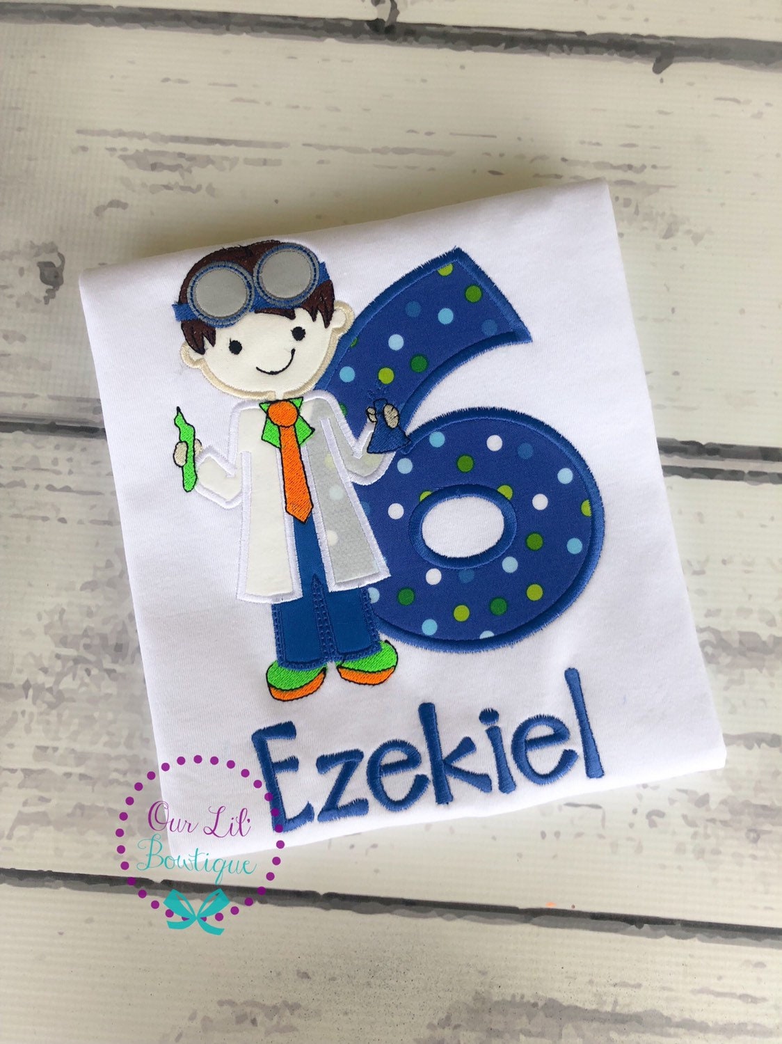 Personalized Scientist Birthday Shirt: Applique Outfit