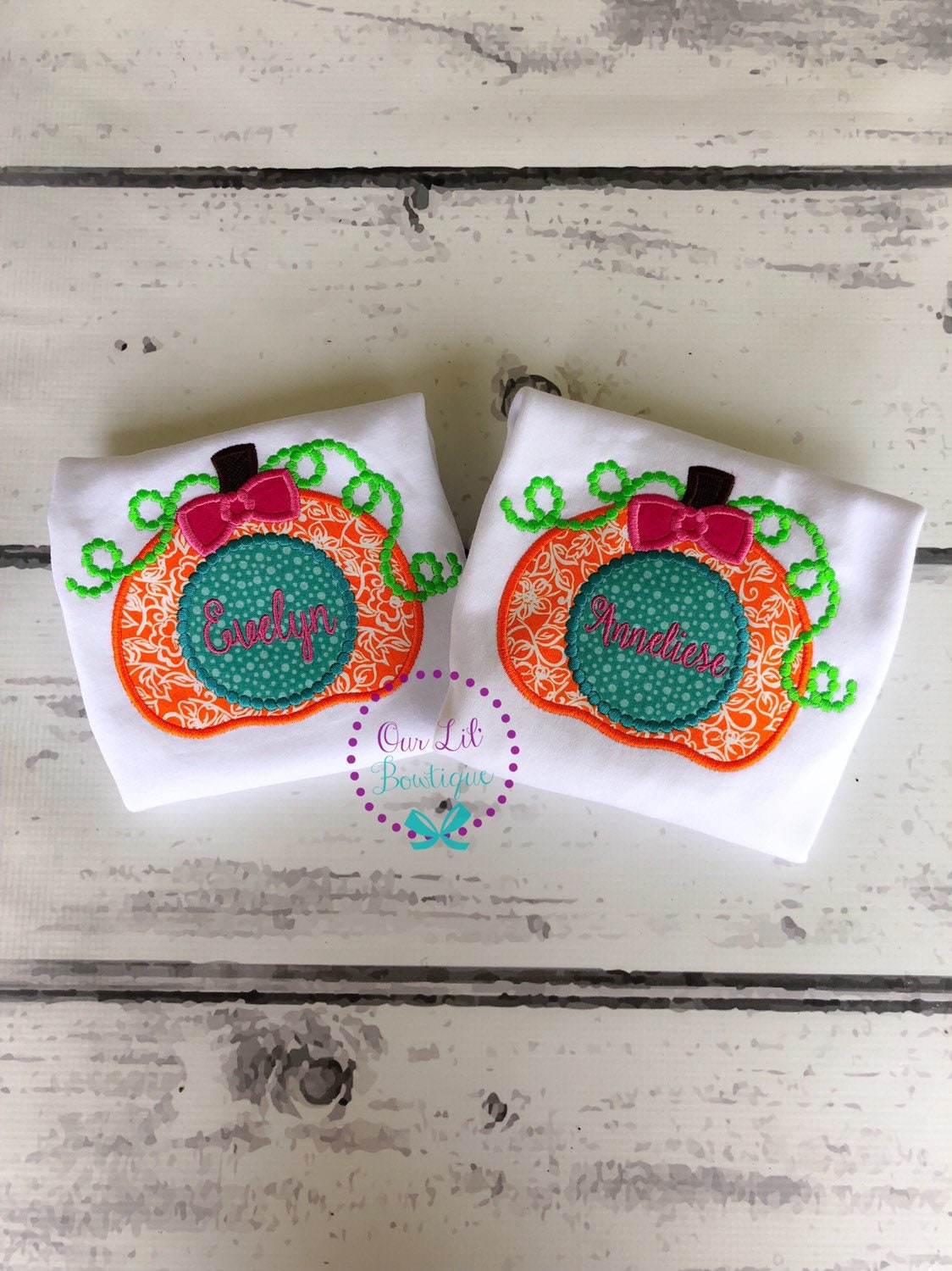 Monogram Pumpkin Appliqué Shirt - Girls Halloween Birthday Fall Shirt