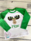 Christmas Moose Appliqué Shirt - Personalized Holiday Outfit