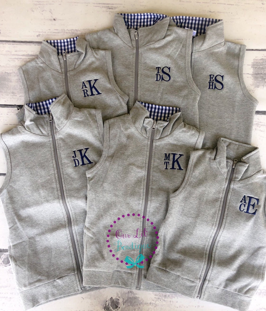 Personalized Kids Vest - Personalized Vest - Monogrammed Vest - Boys Monogram Vest - Gingham