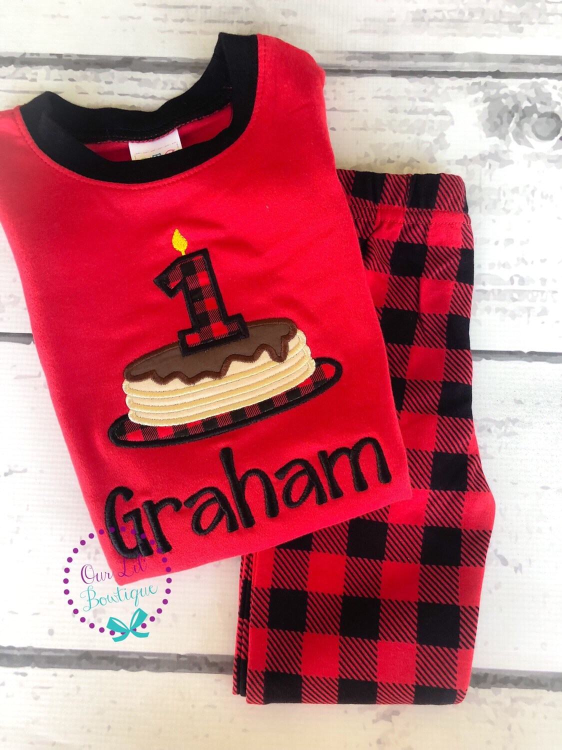 Pancake personalized Birthday Shirt - Pancake Personalized - Pancake Birthday - Christmas Birthday - Buffalo Plaid Birthday - Lumberjack